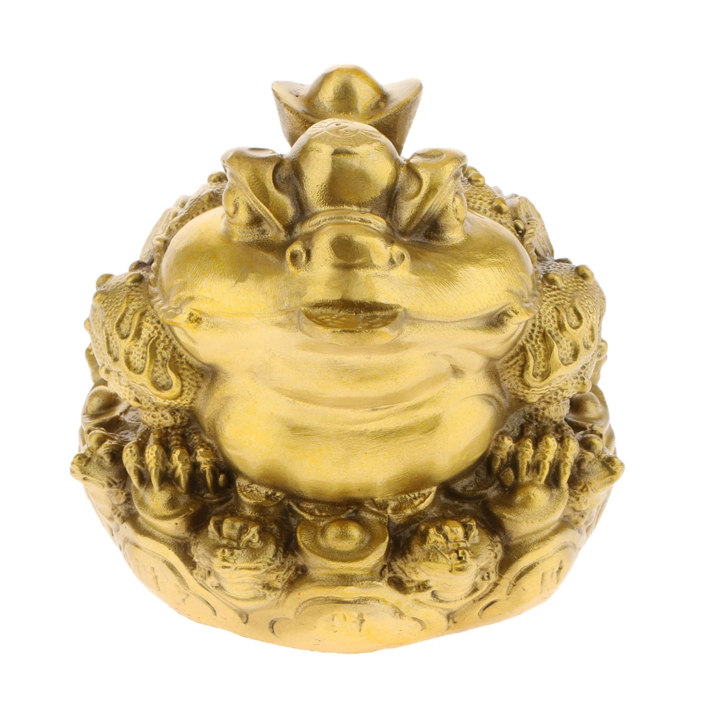 Feng Shui Toad Money LUCKY Fortune Wealth Chinese Golden Frog Toad Coin Home Office Decoration Tabletop Ornaments Gifts