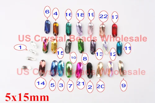 

100pcs/lot 5x15mm AAA top quality cosmic long square fancy stone glass crystal fancy stone 23 colour F14001-14023
