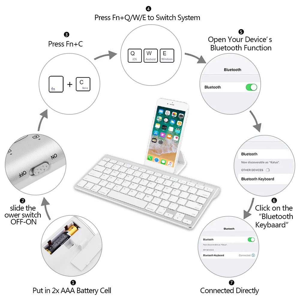 Беспроводная мини-клавиатура для Apple, iPhone, iPad, Android, Bluetooth клавиатура klavye, ПК, планшета, ноутбука, клавиатура для iPad Air2 Pro 10,5