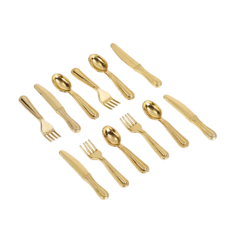 1:12 Dollhouse Metal Cooking Tool Fork Spoon Silverware Kitchen Tableware Toy 1:12 Dollhouse Metal Cooking Tool Fork Spoon Silverware Kitchen Tableware Toy