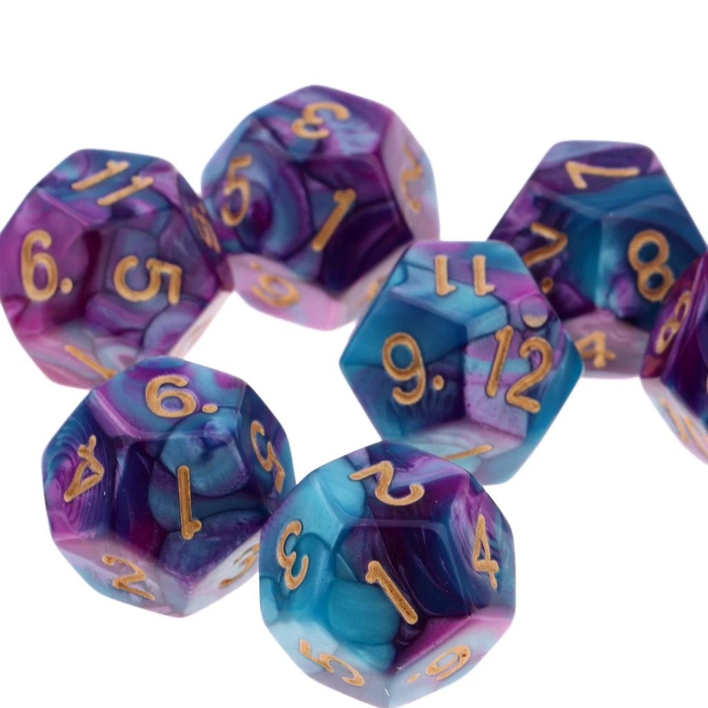 Pack of 10 Multi-sided Dice Polyhedron Dice Set D12 for D&D / TRPG Tabletop Game Role Playing Dices