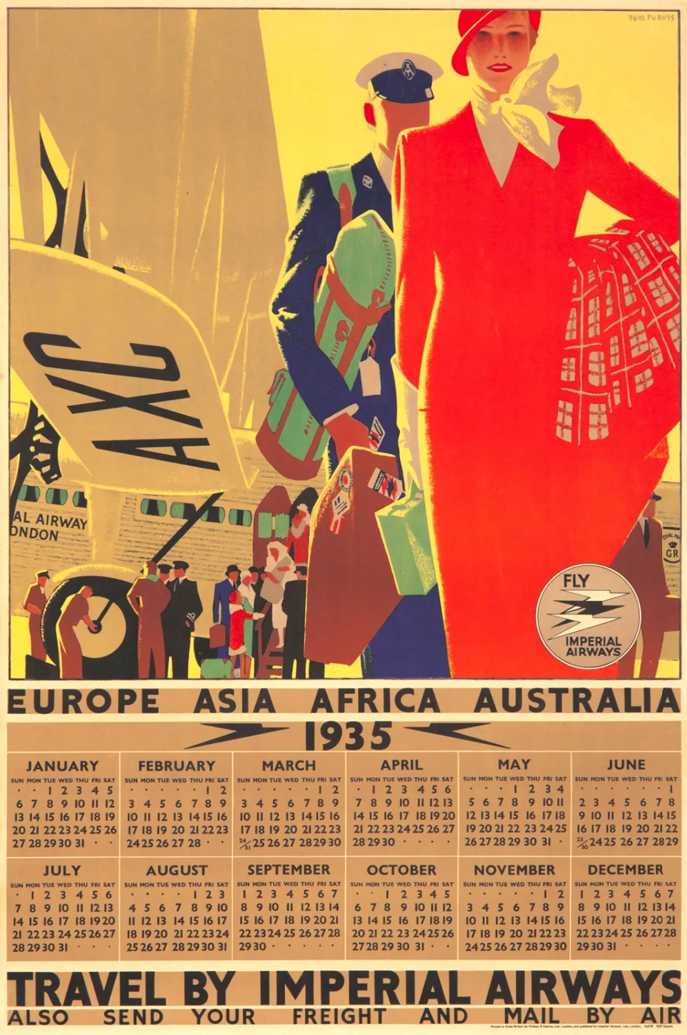 IMPERIAL AIRWAYS WORLD TRAVEL Ретро винтажная декоративная крафт бумага Постер сделай сам