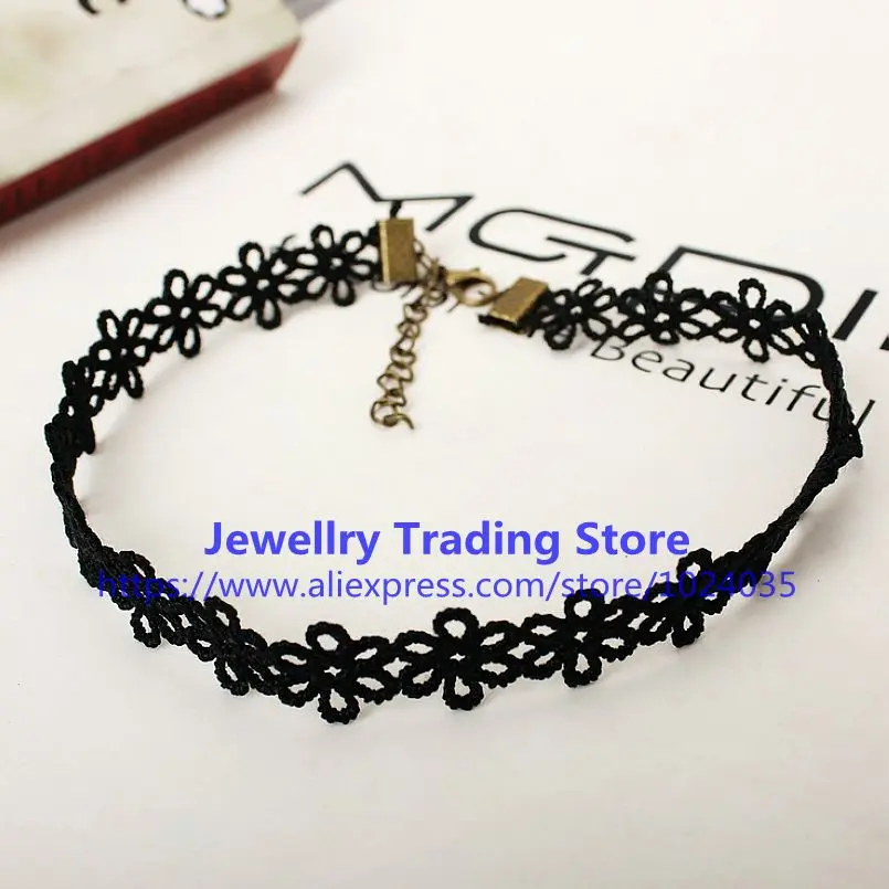 400 unids/lote gargantilla Floral hecho a mano tatuaje corto Collar de