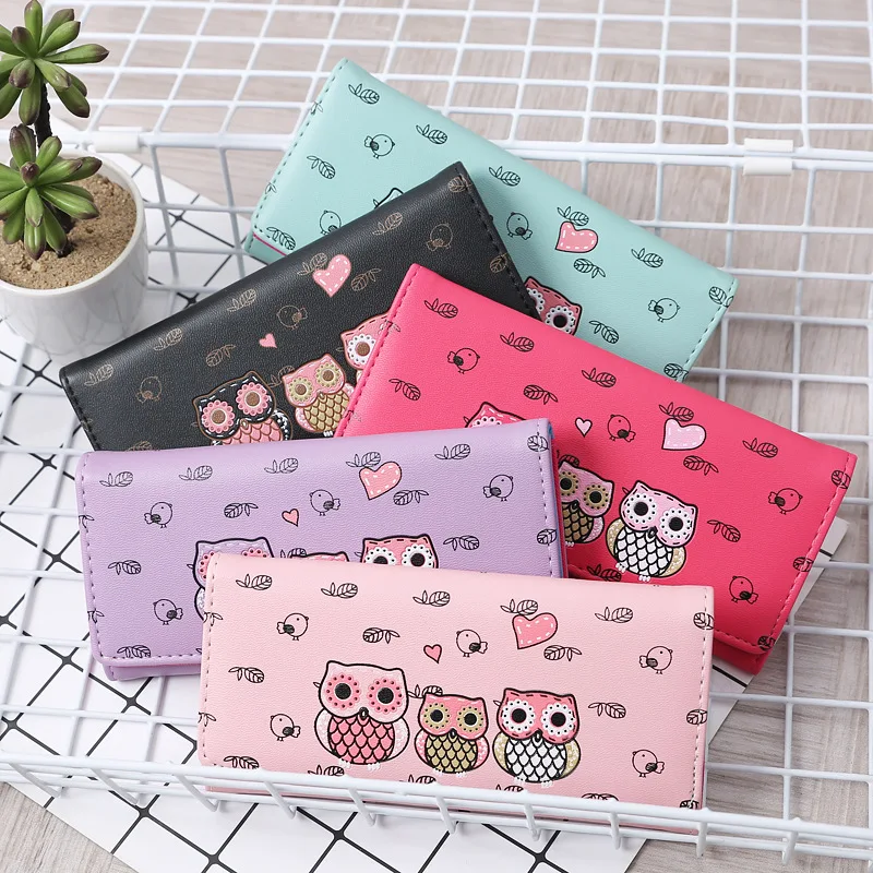 

2019 Wallet Female PU Leather 2018 Wallet Leisure Purse Colorful Style 3Fold Flowers Printing Women Wallets Long Coin Purse