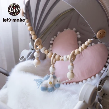 

Let'S Make Baby Teething Pacifier Necklace Wool Unicorn Stroller Chain Houten Speelgoed Baby Toys For Newborns Teether Chain