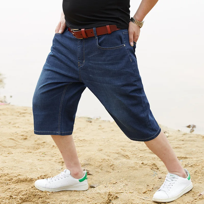 

Large Size Denim Shorts Men's Plus Fertilizer To Increase Thin Section Breeches Extra Large Loose Five Points Pants Men Jeans