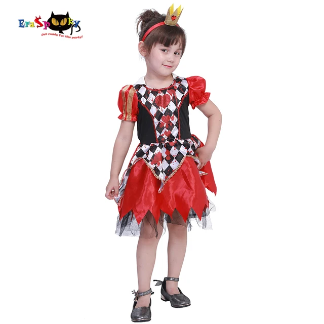 eraspooky carnival royal red queen of hearts costume girls dress halloween costume for kids princess cosplay