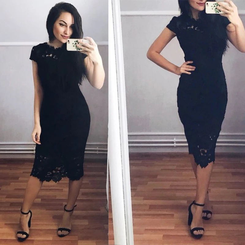 Kenancy Sexy Hollow Out Lace Dress Women Party & Office Elegant Sheath Bodycon Pencil Evening Vestidos With Lining 5 Colors