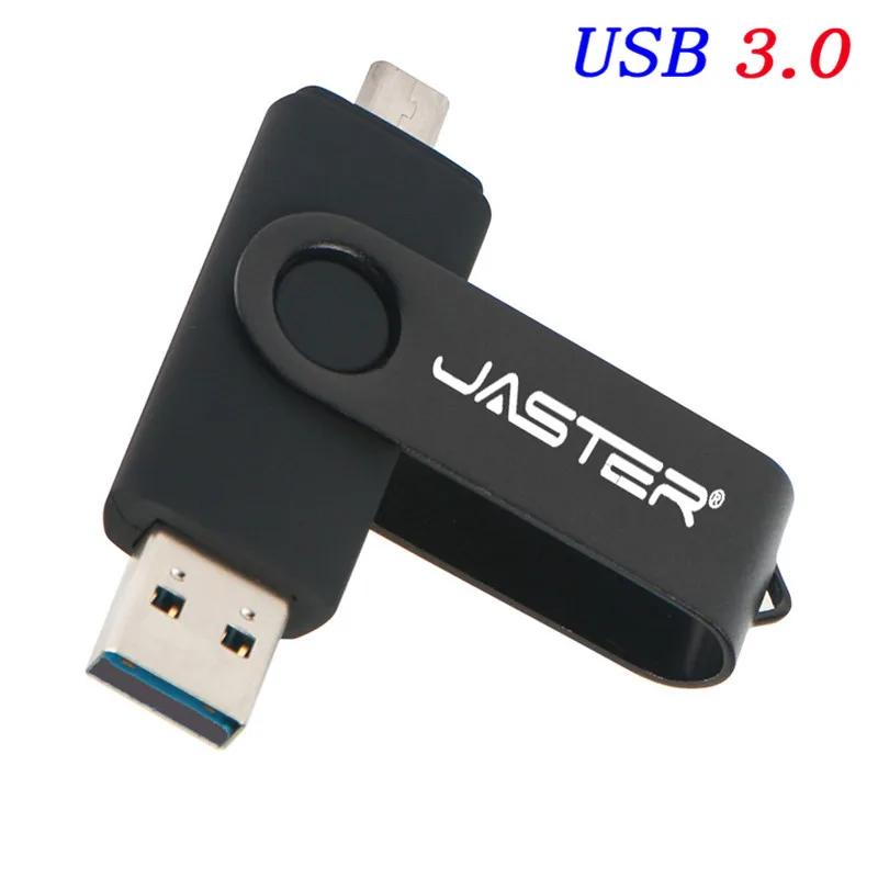 JASTER USB 3,0 OTG USB флеш-накопитель для смартфонов/планшетов/ПК 8 ГБ 16 ГБ 32 ГБ 64 Гб 128 ГБ флеш-накопитель высокоскоростной флеш-накопитель - Цвет: Black