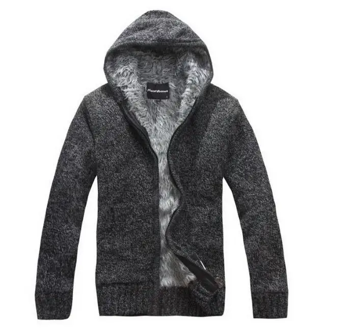 Горячая новинка мужской свитер с капюшоном мужская хлопковая стеганая куртка Мужская Дизайнерская меховая подкладка куртки с капюшоном свитера - Цвет: Dark grey