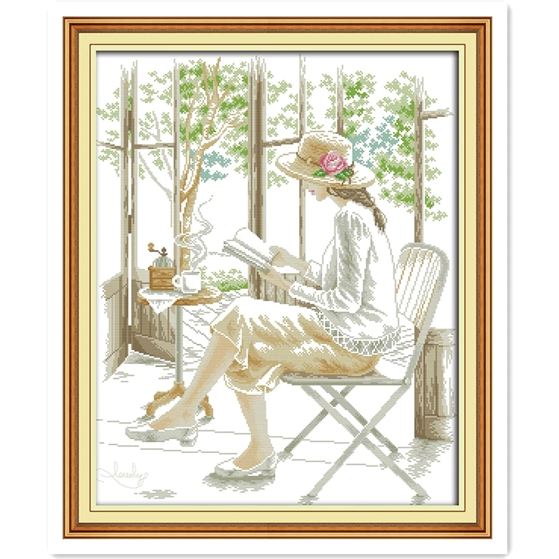 

Reading cross-stitch Chinese Counted Cross Stitch Patterns Home Decor DMC Cross Stitch Fabric kits-for-embroidery Painting