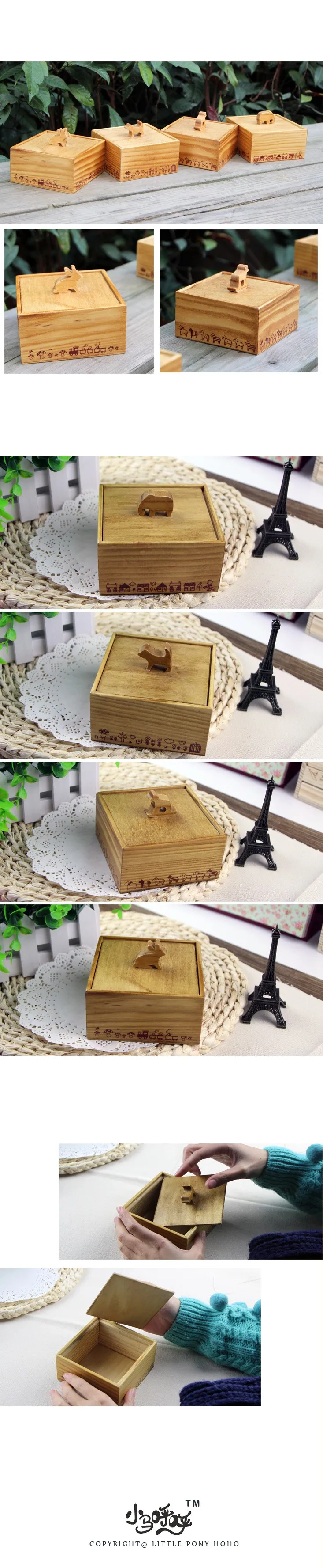 Винтаж деревянный 3D милые животные деревянный ящик для хранения деревянная шкатулка небольшой квадратный Рабочий стол ящик для хранения ювелирных изделий чехол для хранения Чехол