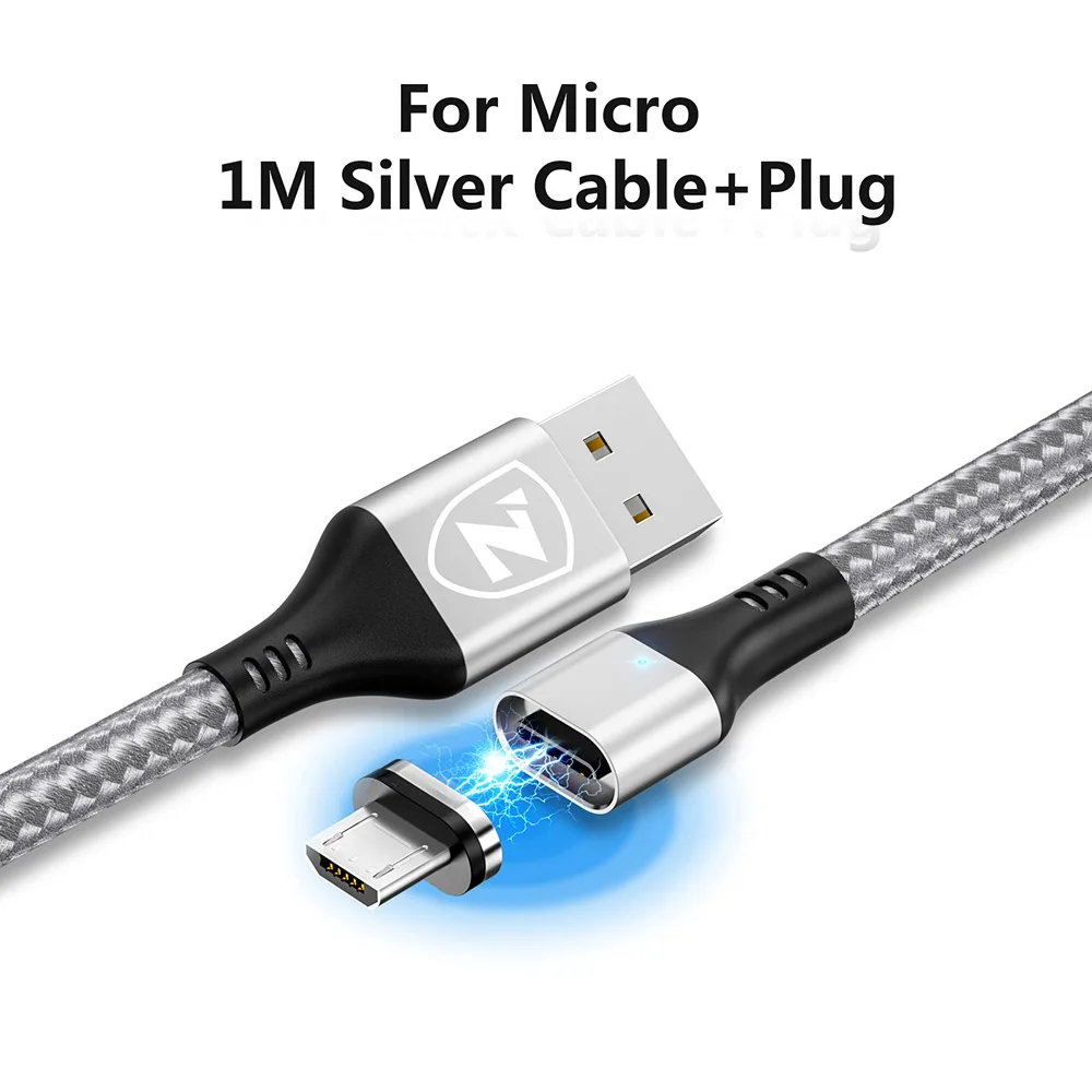 ZRSE Магнитный Micro Usb кабель для Iphone samsung 3A Быстрая зарядка данных провод шнур магнит Зарядное устройство Usb type C кабель для мобильного телефона - Цвет: SilverMicro