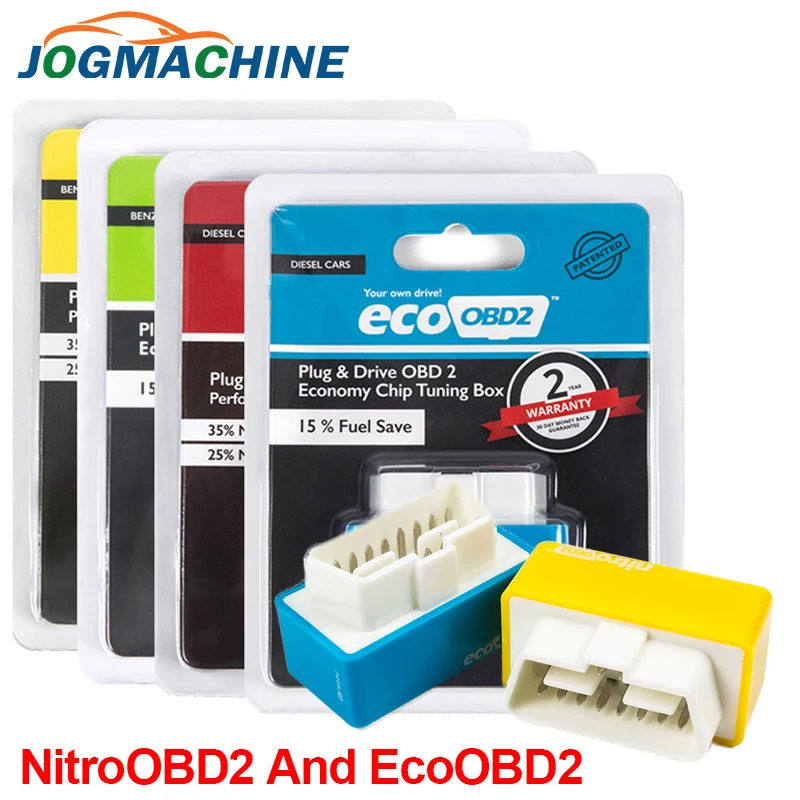 New EcoOBD2& Nitro OBD2 Gasoline Plug& Drive Performance For Benzine Eco OBD2 ECU Chip Tuning Box 15% Fuel Saving More Power