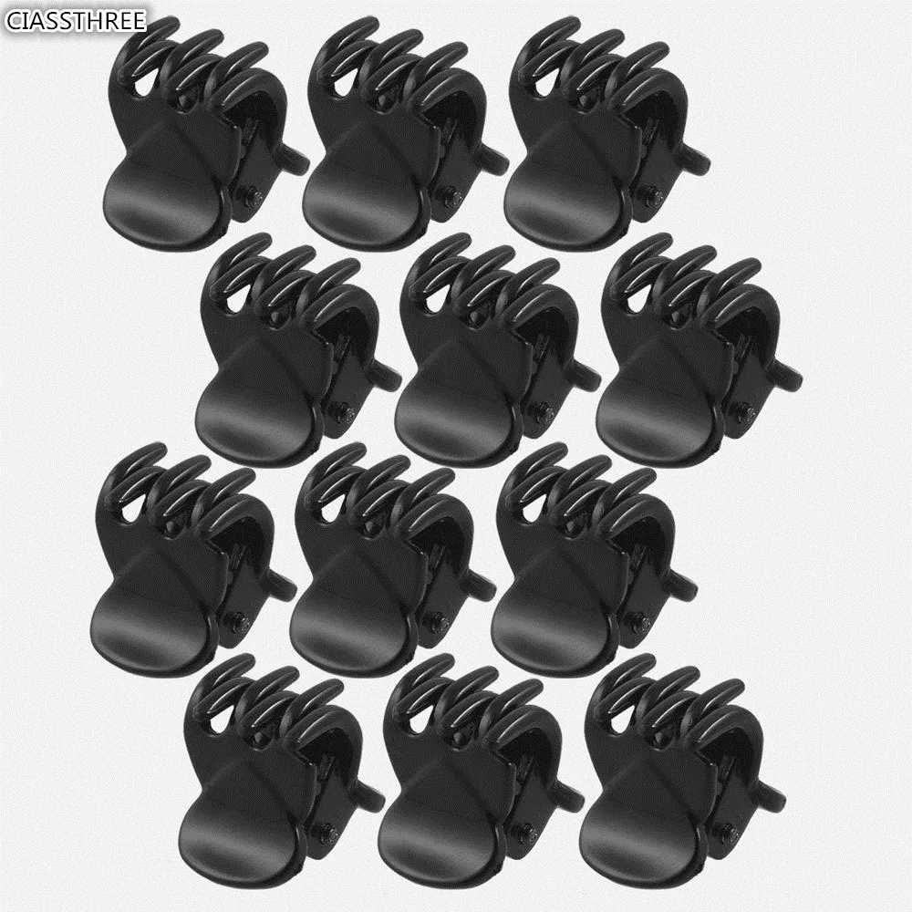 

12 pcs/sets Fashion Women Crab Hair Claw Clip Mini Girls Black Plastic Hairpin Clamp For Gifts Headwear For Ladies