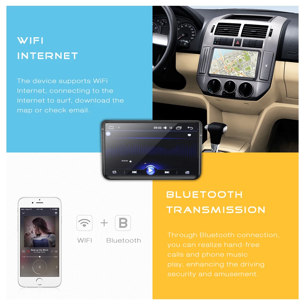 ZEEPIN 9001 Android 6.0.1 Автомобильный мультимедийный MP5 плеер Quad core 1080 P Сенсорный экран 9