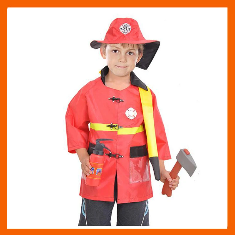 

2017 NEW KID FIREMAN COSTUMES RED FIRE FIGHTER CAREER SUIT KIDS HALLOWEEN COSPLAY UNIFORM FOR KIDS BOYS