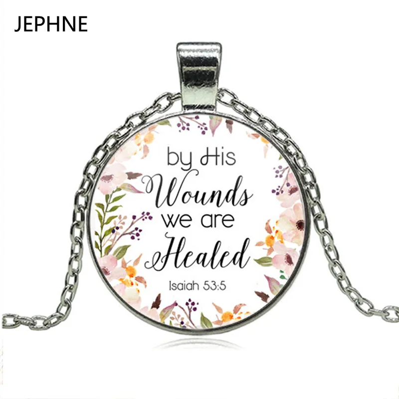 Jephne Door Zijn Wonden We Zijn Genezen Jesaja 53 5 Bijbelvers Ketting Glazen Tegel Hanger Mode Sieraden Vrouwen Mannen Christian Gift Fashion Necklace Necklace Fashionjewelry Women Aliexpress