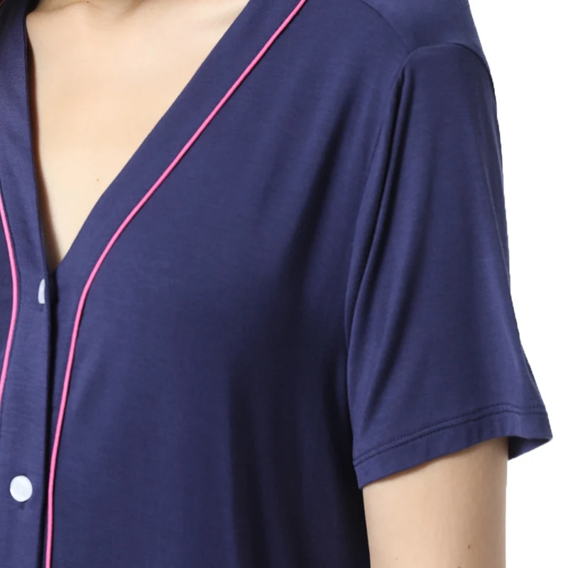 Модальная ночная рубашка с короткими рукавами и v-образным вырезом, длинное домашнее обслуживание, простое модное удобное Женское ночное