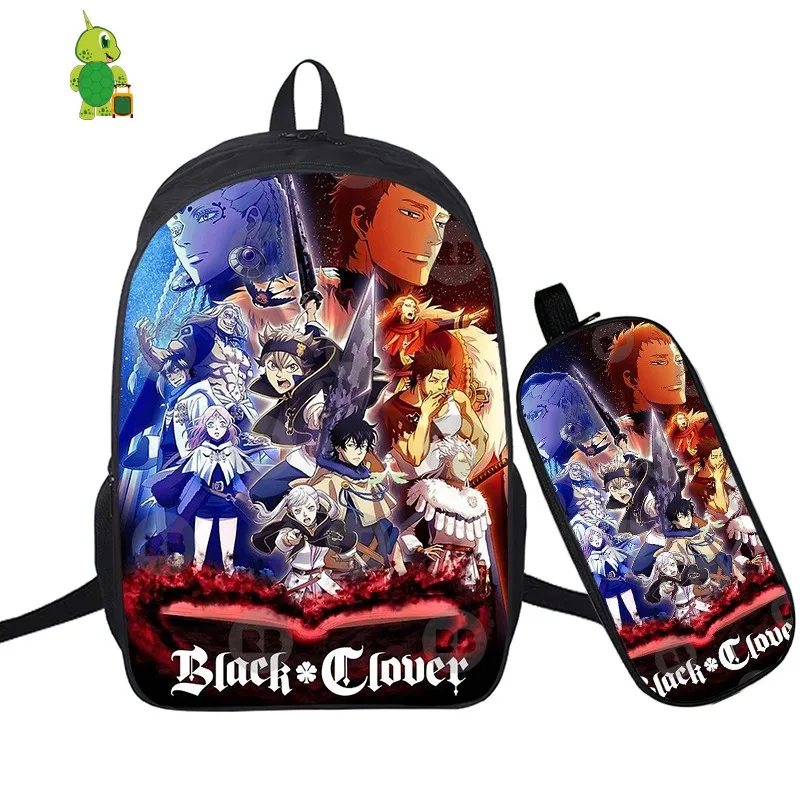 Рюкзак Mochila с черным клевером 2 шт./компл. школьная сумка для подростков мальчиков