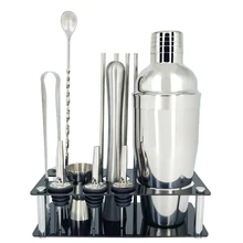 Премиум набор барной посуды нержавеющая сталь набор для коктейлей набор бармена включает в себя шейкер ложка Pourer соломы льда Tong с винный стеллаж