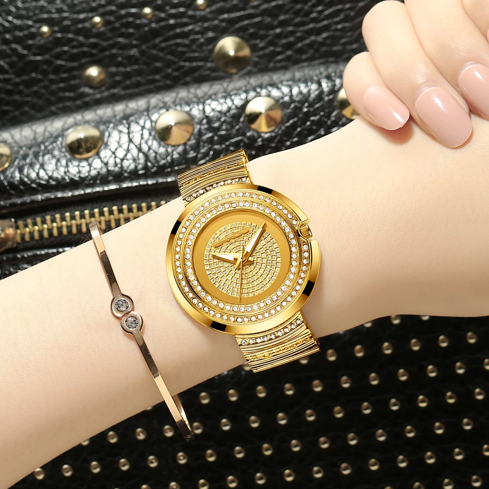 CRRJU New Luxury Sliver/Gold Women Watch Watch Luxury Watch Femme Fashion Ladies