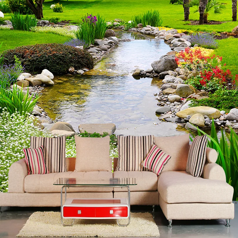 

3d mural wallpaper for living room sofa tv background wall paper three dimensional the stream flowing water wallpaper modern