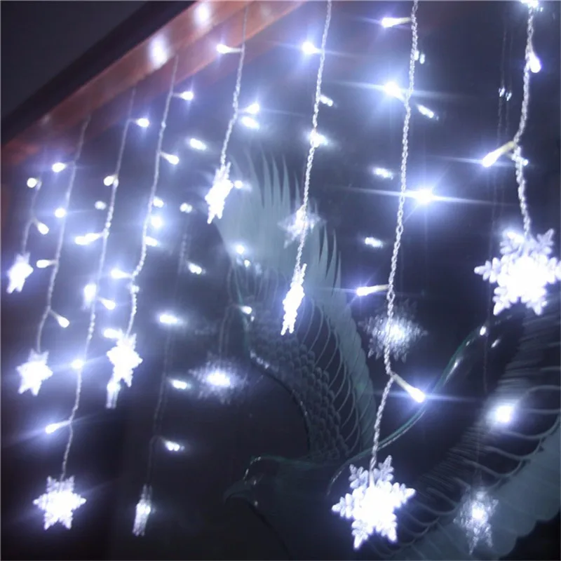EU or US Snow Shape 3.5M LED Curtain String 96 Leds 16 drop Lines Fairy light curtain icicle For Wedding Christmas Window Decor EU or US Snow Shape 3.5M LED Curtain String 96 Leds 16 drop Lines Fairy light curtain icicle For Wedding Christmas Window Decor
