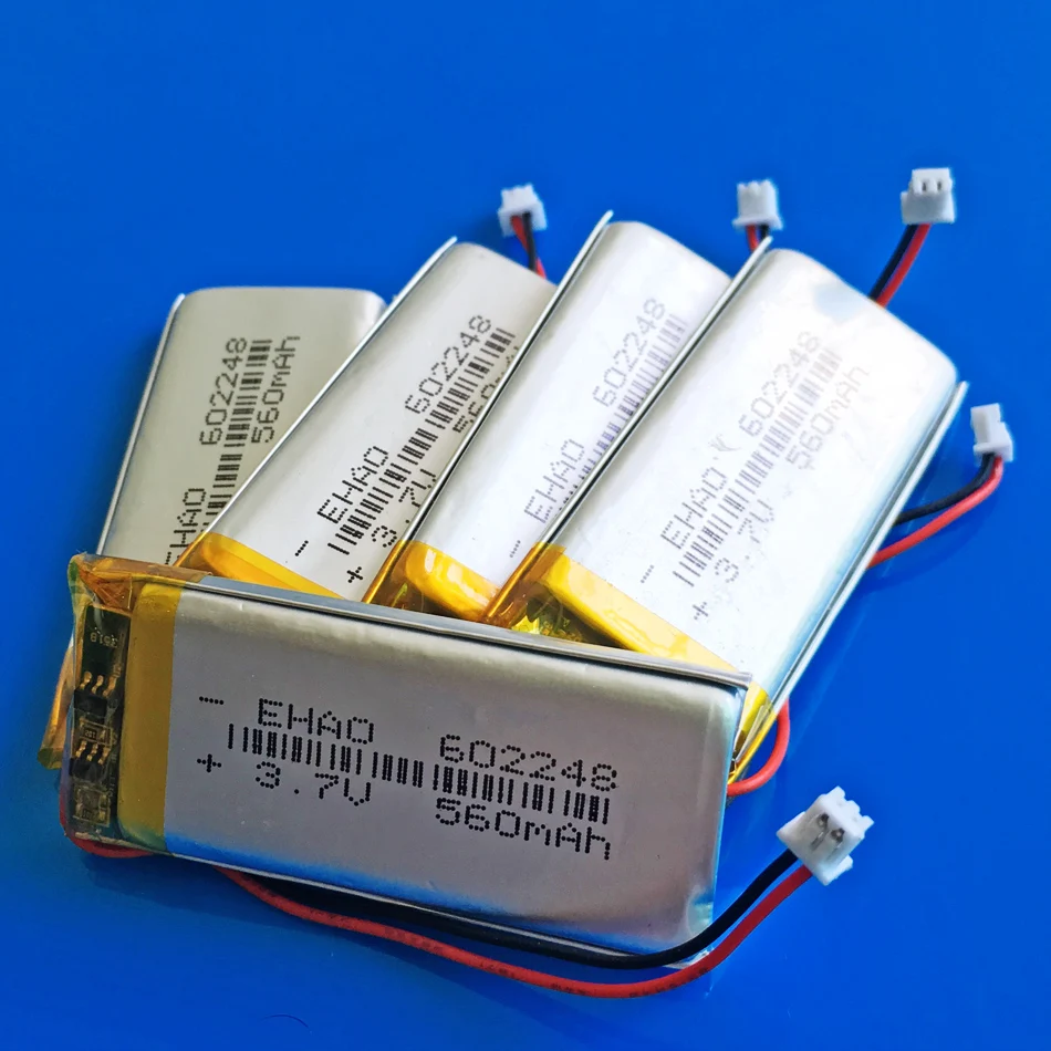 560mAh 3 7 V lipo полимерная литиевая аккумуляторная батарея JST 1 25 мм 2pin разъем 602248 для MP3