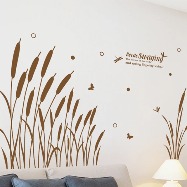 new reed grass wall stickers plant decals for living kids room house