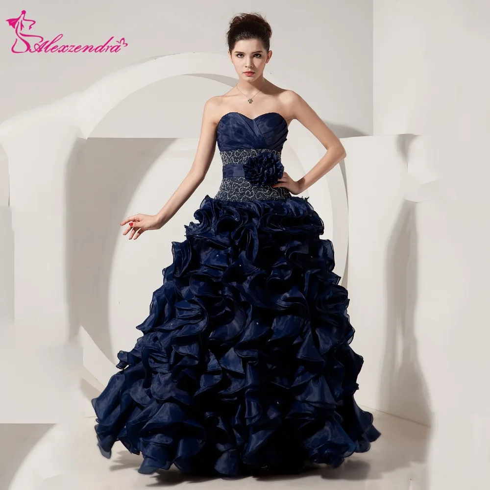 Aliexpress.com : Buy Alexzendra Navy Blue Beaded Ball Gown