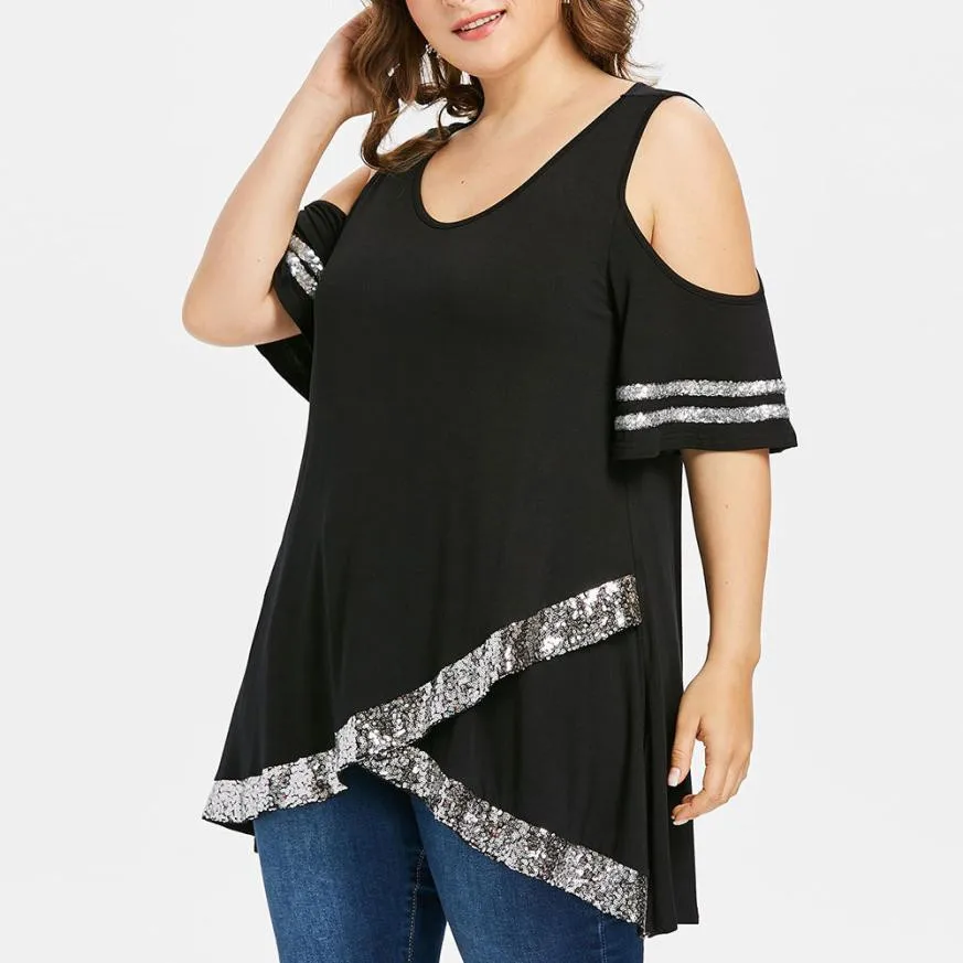 Mujeres más tamaño L-4XL blusa moda frío hombro costura de encaje 1/2 manga insertar Top blusa Casual o-cuello Ropa Mujer Verano Mujeres más tamaño L-4XL blusa moda frío hombro costura de encaje 1/2 manga insertar Top blusa Casual o-cuello Ropa Mujer Verano
