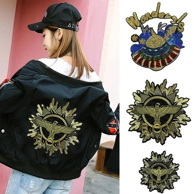 

Embroidered Eagle Badge Sequined cloth UFO Clothes Patches Fashion Large coat Down jacket patches Decorative accessories