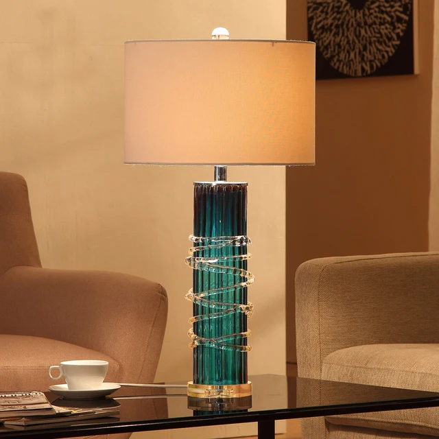 Nordic Design Desk Led Lamp Blue Gl Living Room Bedside Fixtures Nordic Design Desk Led Lamp Blue Gl Living Room Bedside Fixtures Lamparas Reading Crystal Base
