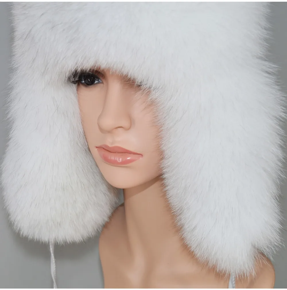 Новое поступление, меховая шапка для женщин из енота, лисы, меховая русская ушанка, зимние толстые теплые уши, модная шапка-ушанка
