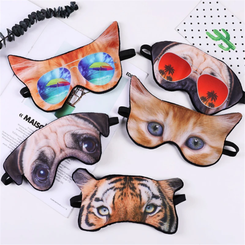 

3D Cartoon Eye Mask Women Girls Boys Cute Cat Dog Eye mask Eyes Cover Mask For Sleeping Rest