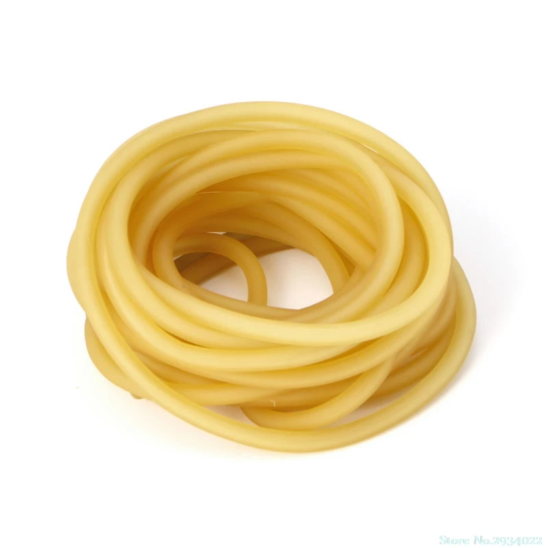 

New 1Pc 5m Elastic Natural Latex Rubber Band Tube For Hunting Slingshot Catapult Yellow Drop Ship