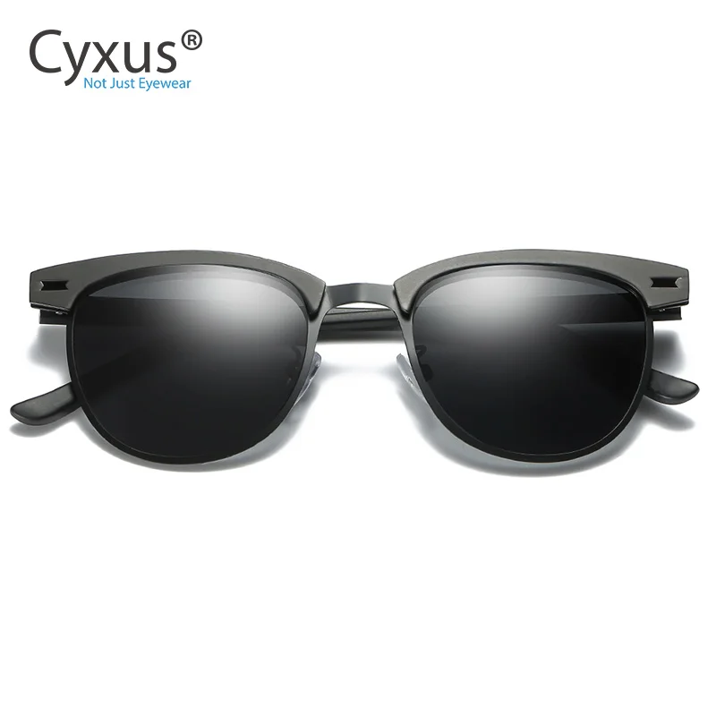Cyxus модные поляризационные полуобода ретро UV400 Солнцезащитные очки для женщин/мужчин-1911
