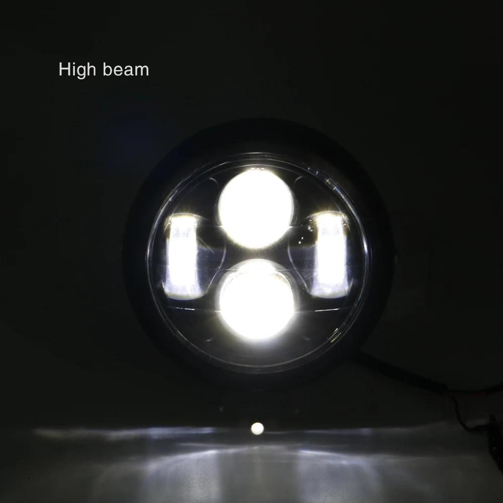Universal Motorcycle Headlight 6.5 Inch LED Round Head Lamp Bulb for Harley Sportster Cafe Racer Bobber Cruisers Choppers (41)