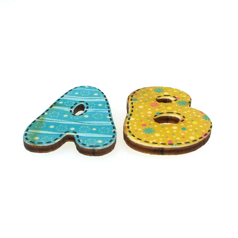 

SHINE 30PCs Wooden Sewing Buttons Scrapbooking Letter shape Mixed Without Holes Costura Botones Decorate W10077 30mm