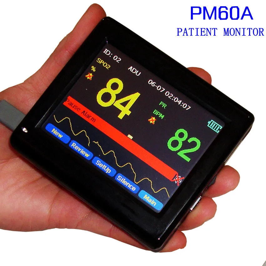 

Rechargeable continuous work 12 hours monitoring Fingertip Pulse Oximeter SPO2 Pulse Rate AWRR oximetro diagnostic-tool PM-60A