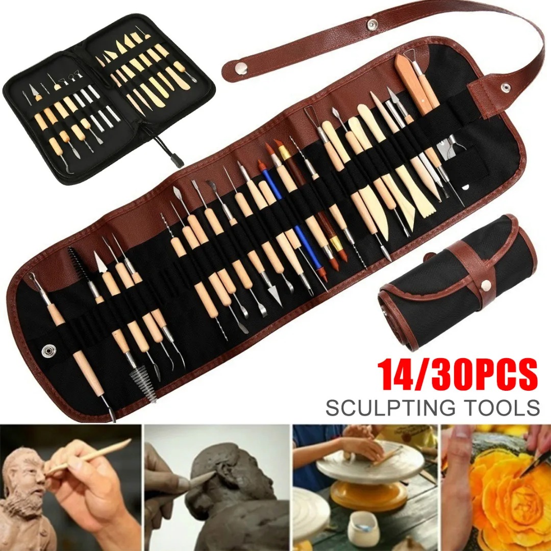 Beginner Clay Pottery Ceramic Sculpting Tools 14/30pcs Pottery Woodwork Sculpting Tool Kit DIY Wood