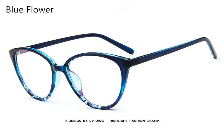 Boyeda бренд Модные женские туфли миопия очки кадр кошачий глаз оптические очки кадр Винтаж Ретро зрелище очки - Цвет оправы: Bulue Flower