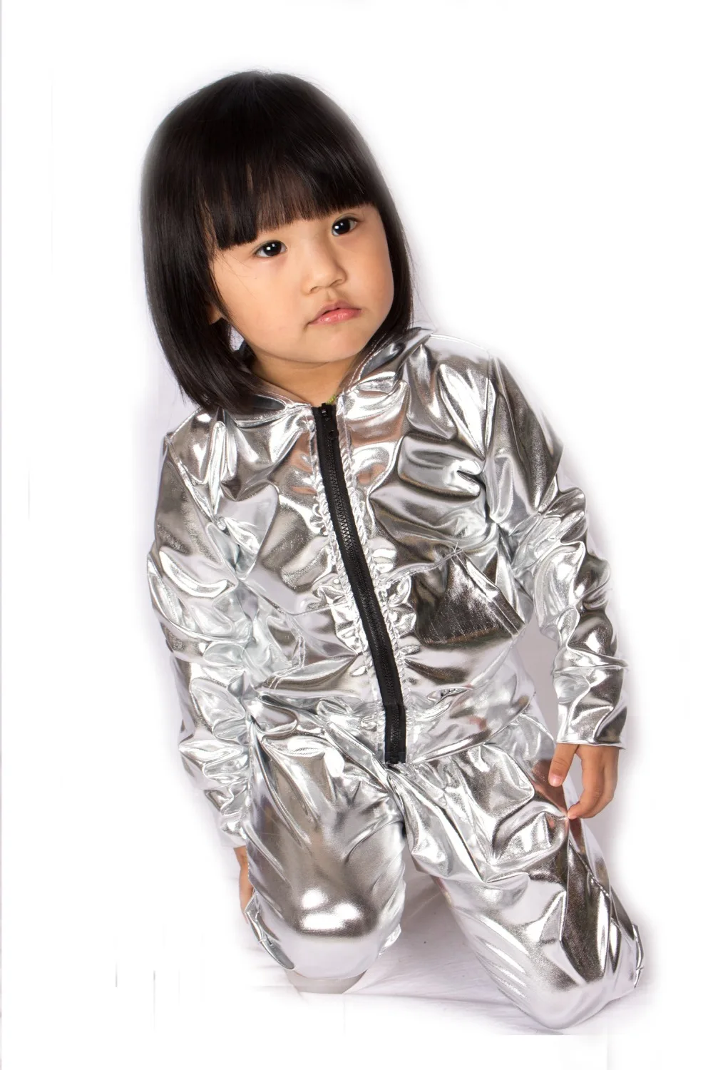 Spring Autumn Kids Silver Bomber Jacket Stage Performance Wear Paillette Feminina Casaco Jazz Hip Hop Dance Coat kids jackets