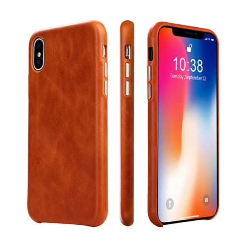 Jisoncase, кожаный чехол для iPhone X, чехол из натуральной кожи, роскошный тонкий противоударный чехол для iPhone X, Капа, купить один, получить два - Цвет: Brown