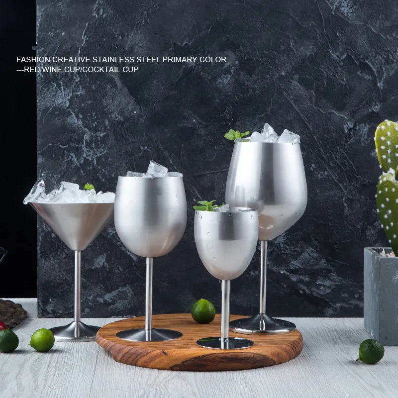 

Stainless Steel Cocktail Glass Goblets Martini Cup Wine Juice Champagne Goblet Rose Gold Silver Party Barware Dinner Cup 400ML