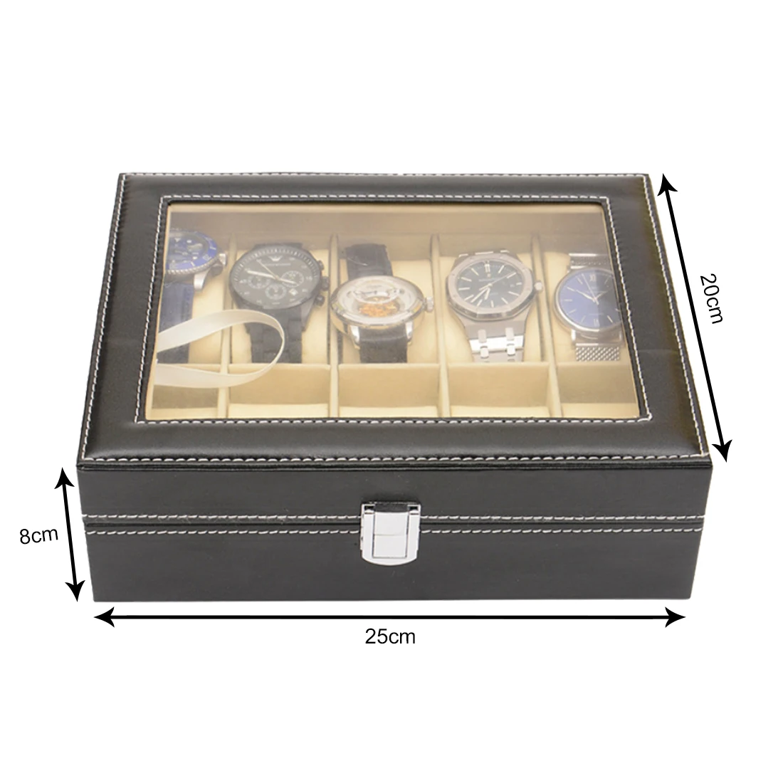 Витрина для часов ювелирный коллекционный Органайзер коробка из искусственной кожи сетка наручные часы коробка