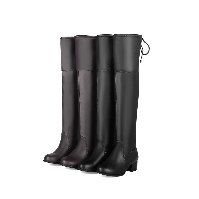 Automne Haute Nouvelles Rond Cuissardes Le Femmes Talons Sur Bottes Bout Hiver dark Noir Vente Chaussures Genou 2018 Chaude Femme Morazora Noir Brown TFJ1lKc3