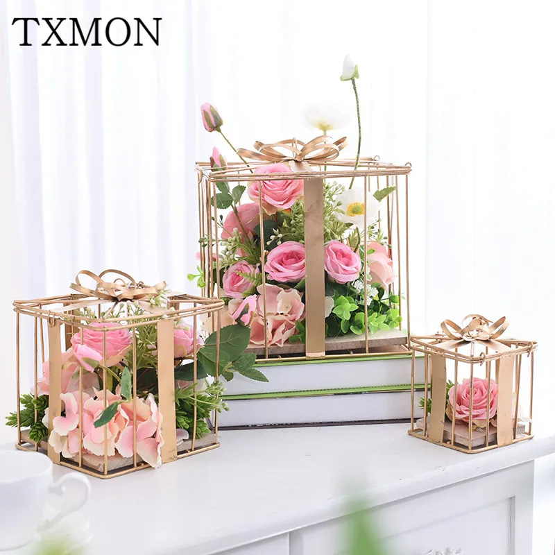

Wedding props simulation floral set silk flower decoration creative gift box decorative window photography home display