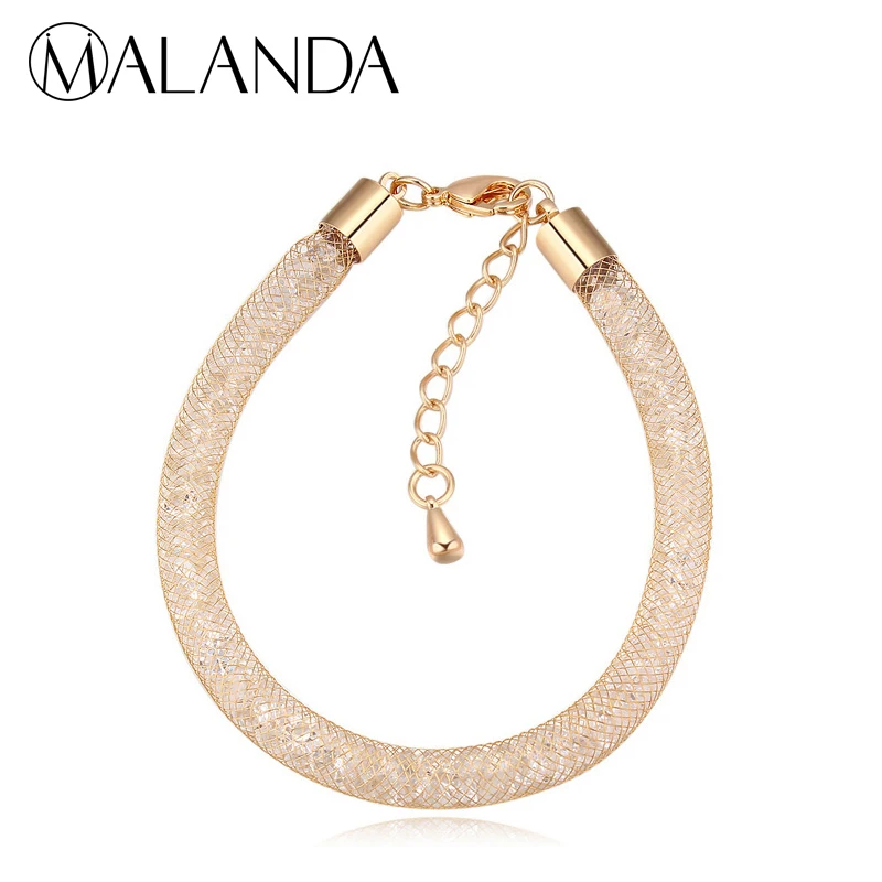 

MALANDA New Design Magic Bag Metal Bangle Bracelets For Women Crystal From Swarovski Bangle Fashion Wedding Jewelry Girl Gift